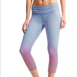 Athleta Blue to Pink Ombre Textured Crop Leggings